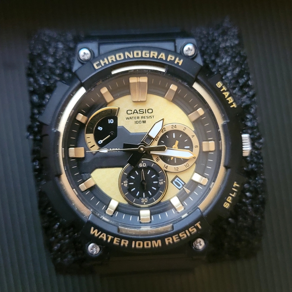 Casio 5490-MCW-200H Chronograph Black & Gold Analog Resin Sports Men's Watch